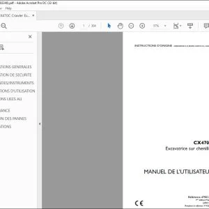 Case CX470C Excavatrice sur chenilles MANUEL DE L’UTILISATEUR 47583246 - PDF DOWNLOAD (French)