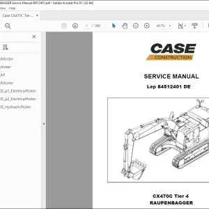 Case CX470C Tier 4 RAUPENBAGGER SERVICE MANUAL 84512401 - PDF DOWNLOAD (German)