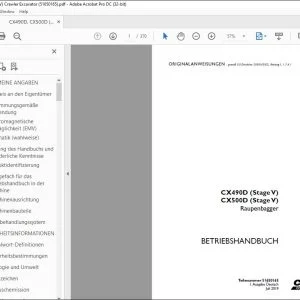 Case CX490D (Stage V) CX500D (Stage V) Raupenbagger BETRIEBSHANDBUCH 51650165 - PDF DOWNLOAD (German)