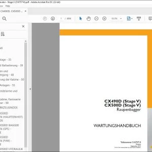 Case CX490D (Stage V) CX500D (Stage V) Raupenbagger WARTUNGSHANDBUCH 51675714 - PDF DOWNLOAD (German)