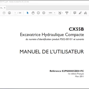 Case CX55B Excavatrice Hydraulique Compacte MANUEL DE L’UTILISATEUR(S2PS00005ZE01FC) - PDF DOWNLOAD (French)