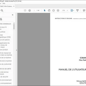 Case CX60C Mini Pelle MANUEL DE L’UTILISATEUR 51667550 - PDF DOWNLOAD (French)