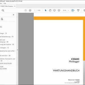 Case CX60C Minibagger WARTUNGSHANDBUCH 51663420 - PDF DOWNLOAD (German)