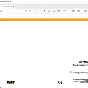 Case CX700B Raupenbagger Bedienungsanleitung 84330668 - PDF DOWNLOAD (German)
