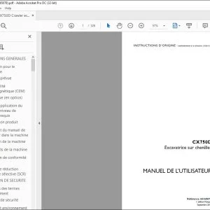 Case CX750D Excavatrice sur chenilles MANUEL DE L’UTILISATEUR 48165078 - PDF DOWNLOAD (French)