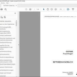 Case CX750D Raupenbagger BETRIEBSHANDBUCH 48165079 - PDF DOWNLOAD (German)