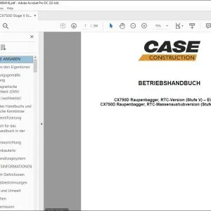 Case CX750D Raupenbagger BETRIEBSHANDBUCH 51666414 - PDF DOWNLOAD (German)