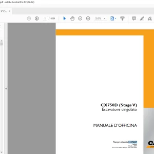 Case CX750D (Stage V) Escavatore cingolato MANUALE D’OFFICINA 51692654 - PDF DOWNLOAD (Italian)