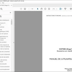 Case CX750D (Stage V) Excavatrice sur chenilles MANUEL DE L’UTILISATEUR 51666413 - PDF DOWNLOAD (French)