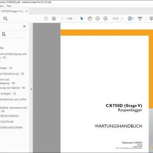 Case CX750D (Stage V) Raupenbagger WARTUNGSHANDBUCH 51692652 - PDF DOWNLOAD (German)