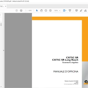 Case CX75C SR CX75C SR Long Reach Escavatore cingolato MANUALE D’OFFICINA 51613425 - PDF DOWNLOAD (Italian)