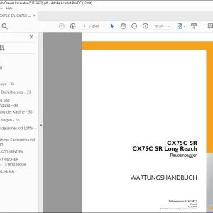 Case CX75C SR CX75C SR Long Reach Raupenbagger WARTUNGSHANDBUCH 51613422 - PDF DOWNLOAD (German)