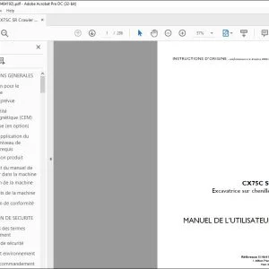 Case CX75C SR Excavatrice sur chenilles MANUEL DE L’UTILISATEUR 51464192 - PDF DOWNLOAD (French)