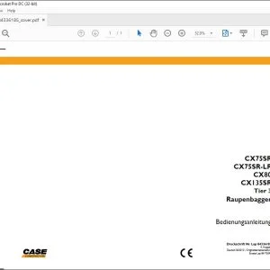 Case CX75SR CX75SR-LR CX80 CX135SR Tier 3 Raupenbagger Bedienungsanleitung 84336185 - PDF DOWNLOAD (German)