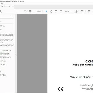 Case CX800B Pelle sur chenilles Manuel de l’Opérateur 84330680 - PDF DOWNLOAD (French)