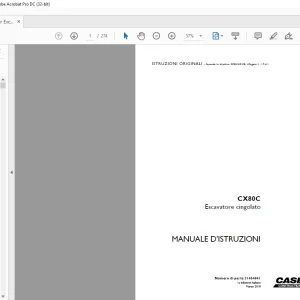 Case CX80C Escavatore cingolato MANUALE D’ISTRUZIONI 51464841 - PDF DOWNLOAD (Italian)
