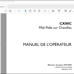 Case CX80C Midi Pelle sur Chenilles MANUEL DE L’OPÉRATEUR(47914691) - PDF DOWNLOAD (French)