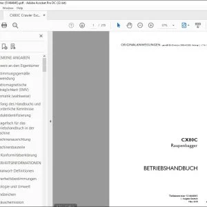 Case CX80C Raupenbagger BETRIEBSHANDBUCH 51464845 - PDF DOWNLOAD (German)