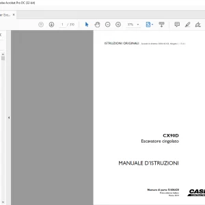 Case CX90D Escavatore cingolato MANUALE D’ISTRUZIONI 51606428 - PDF DOWNLOAD (Italian)
