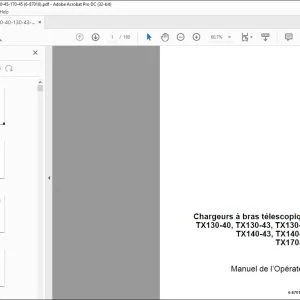 Case Chargeurs à bras télescopique TX130-40 TX130-43 TX130-45TX140-43 TX140-45 TX170-45 Manuel de l’Opérateur 6-87010 - PDF DOWNLOAD (French)