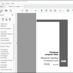 Case Chargeuse compacte 1845C Manuel de l'operateur(6-21340) - PDF DOWNLOAD (French)