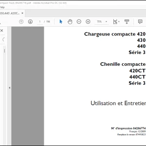 Case Chargeuse compacte 420 430 440 Série 3 Chenille compacte 420CT 440CT Série 3 Utilisation et Entretien Manual(84286774)