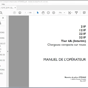Case Chargeuse compacte sur roues 21F 121F 221F 321F Tier 4A (Interim) MANUEL DE L’OPÉRATEUR 47954660 -PDF DOWNLOAD (FRENCH)