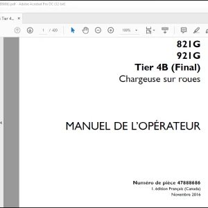 Case Chargeuse sur roues 821G 921G Tier 4B (Final) MAUEL DE L’OPÉRATEUR 47888686 -PDF DOWNLOAD (FRENCH)