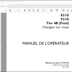 Case Chargeuse sur roues 821G 921G Tier 4B (Final) MAUEL DE L’OPÉRATEUR 51578156-PDF DOWNLOAD (FRENCH)