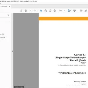 Case Cursor 13 Single Stage Turbocharger Tier 4B (final) Motor WARTUNGSHANDBUCH 47607300 - PDF DOWNLOAD (German)