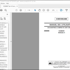 Case EXCAVATRICE COMPACTE SUR CHENILLES E30BSR NIVEAU 4 MANUEL DE L'UTILISATEUR(87729333 FC)  - PDF DOWNLOAD (French)