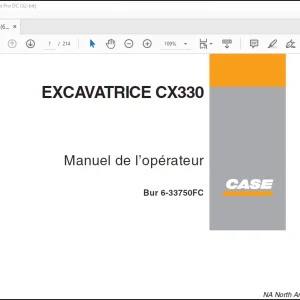 Case EXCAVATRICE CX330 Manuel de l’opérateur(6-33750FC) -  PDF DOWNLOAD (French)