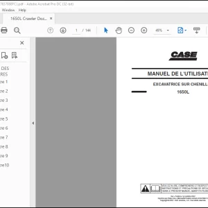 Case EXCAVATRICE SUR CHENILLES 1650L MANUEL DE L'UTILISATEUR(87657888 FC) - PDF DOWNLOAD (French)