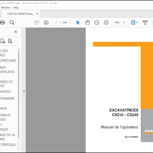 Case EXCAVATRICES CX210 - CX240 Manuel de l'operateur(6-27280FC) - PDF DOWNLOAD (French)