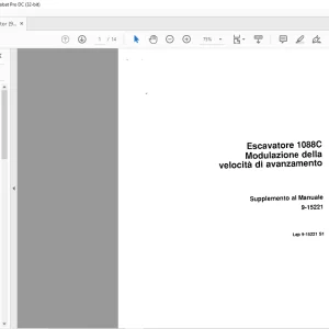 Case Escavatore 1088C Modulazione della velocita di avanzamento Supplemento al Manuale 9-15221 - PDF DOWNLOAD (Italian)