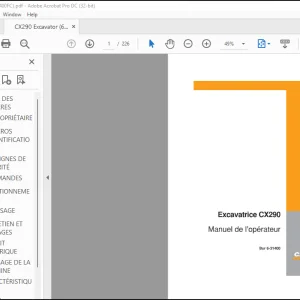 Case Excavatrice CX290 Manuel de l'operateur(6-31400) - PDF DOWNLOAD (French)