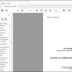Case Excavatrice CX800 Manuel de l'operateur(6-32490FC) - PDF DOWNLOAD (French) Manual PDF Download