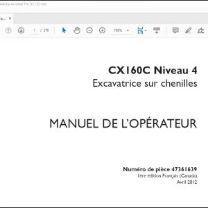Case Excavatrice sur chenilles CX160C Niveau 4 Manuel De L’Operateur(47361639) - PDF DOWNLOAD (French)
