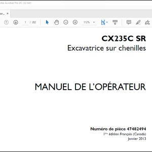 Case Excavatrice sur chenilles CX235C SR Manuel De L’Operateur(47482494) - PDF DOWNLOAD (French)