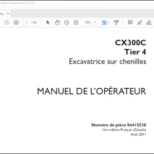 Case Excavatrice sur chenilles CX300C Tier 4 Manuel De L’Operateur(84415530) - PDF DOWNLOAD (French)