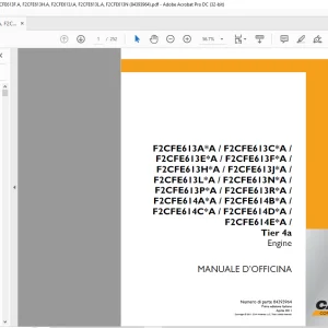 Case F2CFE613A.A F2CFE613C. A F2CFE613E. A F2CFE613F. A F2CFE613H. A F2CFE613J. A F2CFE613L .A F2CFE613N Tier 4a Engine MANUALE D’OFFICINA 84393964- PDF DOWNLOAD (Italian)