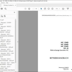Case HC 15ND HC 20ND HC 25ND HC 40 Abbruchzange baureihe HC BETRIEBSHANDBUCH 51544718 - PDF DOWNLOAD (German) Digital PDF Download