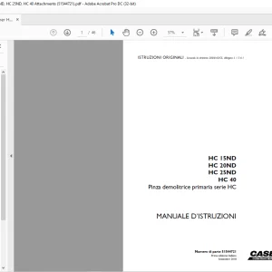 Case HC 15ND HC 20ND HC 25ND HC 40 Pinza demolitrice primaria serie HC MANUALE D’ISTRUZIONI 51544721 - PDF DOWNLOAD (Itlalian)