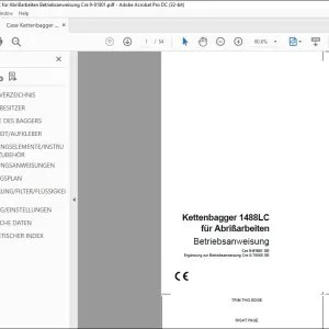 Case Kettenbagger 1488LC für Abrißarbeiten Betriebsanweisung Cre 9-81801 - PDF DOWNLOAD (German)