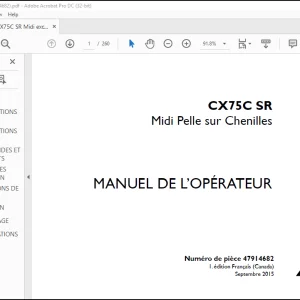 Case Midi Pelle sur Chenilles CX75C SR MANUEL DE L’OPÉRATEUR(47914682) - PDF DOWNLOAD (French)