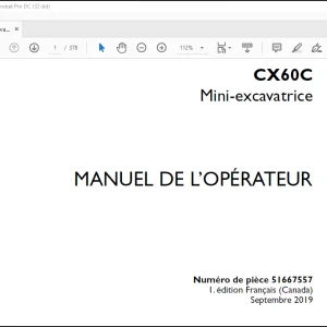 Case Mini-excavatrice CX60C MANUEL DE L’OPÉRATEUR(51667557) - PDF DOWNLOAD (French)