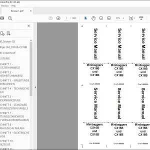 Case Minibaggers CX16B und CX18B WERKSTATTHANDBUCH 9-88680 - PDF DOWNLOAD (German)