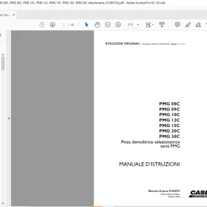 Case PMG 08C PMG 09C PMG 10C PMG 12C PMG 15C PMG 20C PMG 30C Pinza demolitrice selezionatrice serie PMG MANUALE D’ISTRUZIONI 51544733 - PDF DOWNLOAD (Italian)