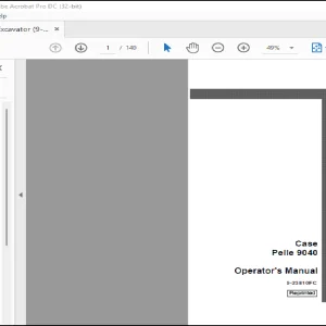 Case Pelle 9040 Operator's Manual(9-23810FC) -  PDF DOWNLOAD