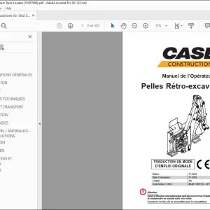 Case Pelles Rétro-excavatrices Manuel de l’Opérateur 51567606 - PDF DOWNLOAD (French)